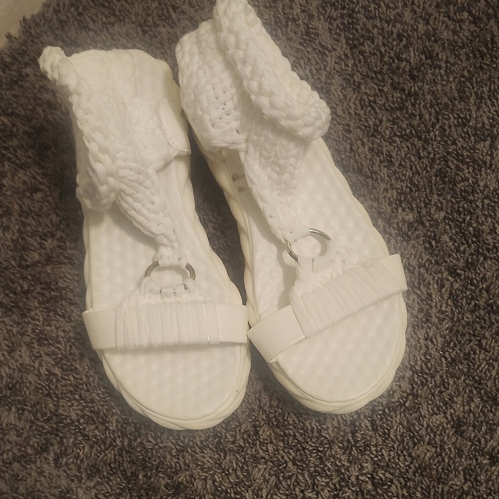 Elegant White Braided Women's Sandals